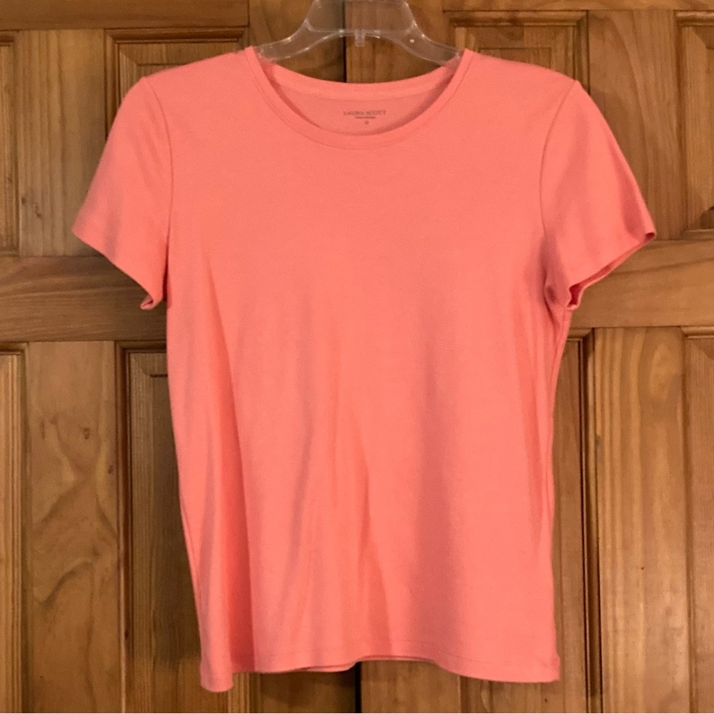NWOT Laura Scott Vintage 80s 90s Top Short Sleeve Blouse Pink Size M Medium